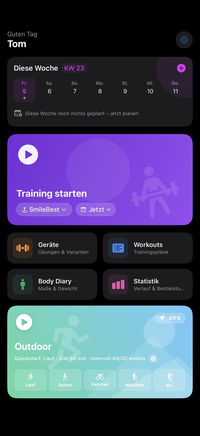 PowerPace Home-Screen